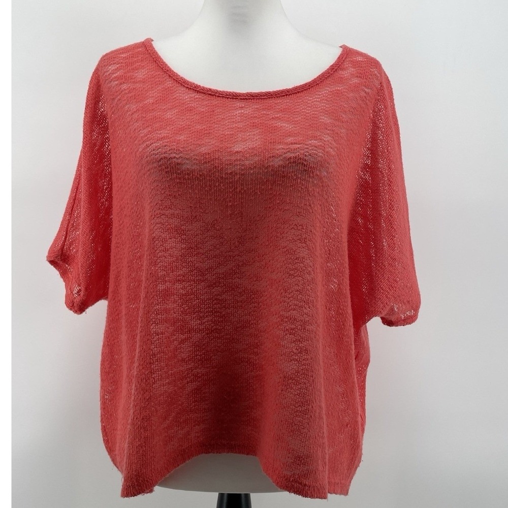 Open Weave Top Women's Large Melon Festival Artsy Resortwear Coastal Cowgirl